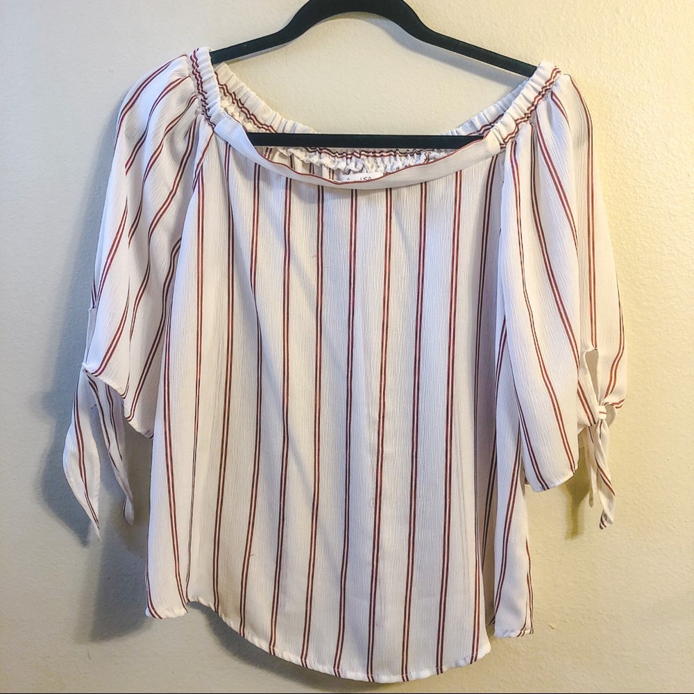Striped off the shoulder top